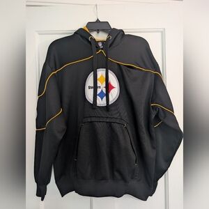 NFL Team Apparel Pittsburgh Steelers Sweatshirt with Chest Zipper Black Size Lge